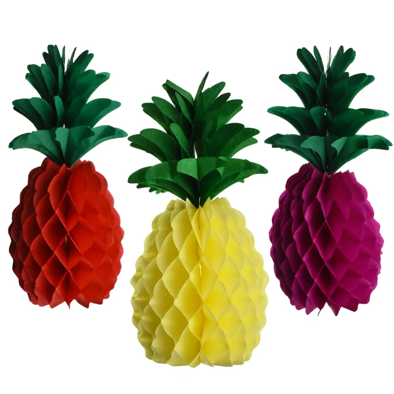 honeycomb pineapple decor set 12 3 piece party supplies