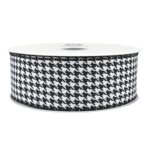 houndstooth wired christmas ribbon 2 5 x 50 yards