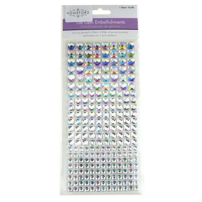 iridescent self adhesive tile gemstones 22 pack