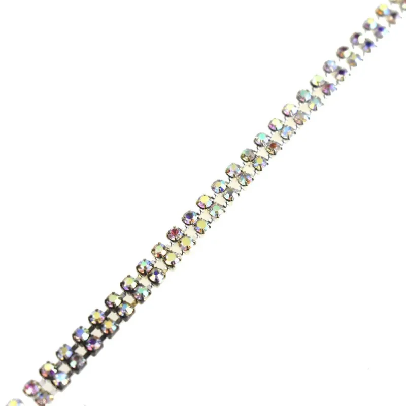 iridescent silver aurora borealis rhinestone trim 1 4 x 1 yard