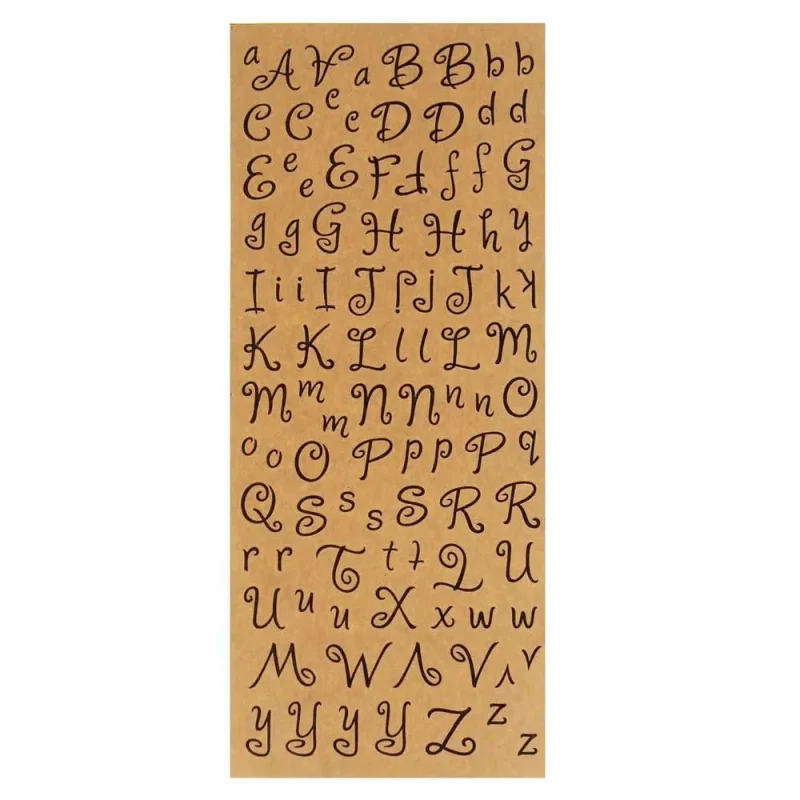 italic script kraft alphabet stickers 110 pack natural