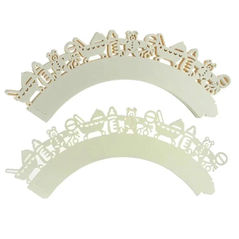 ivory baby shower cupcake wraps 2 inch 12 pack