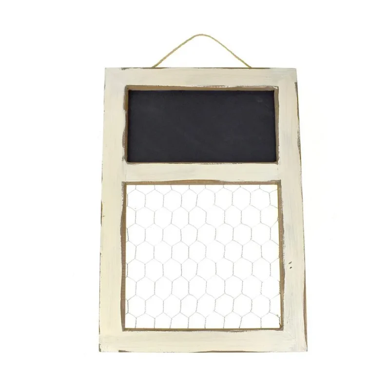 ivory chalkboard plaque with chicken wire 19 inch