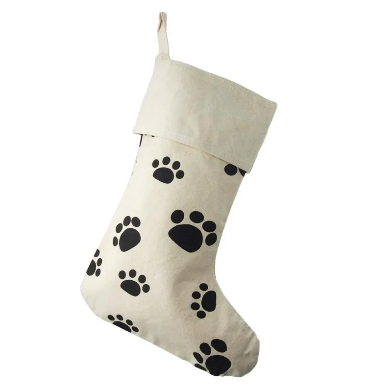 ivory cotton paw print christmas stocking 17