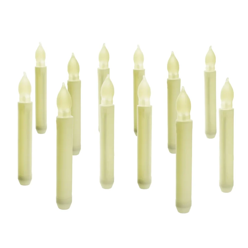 ivory led flickering taper candles 6 5 inch 12 pack