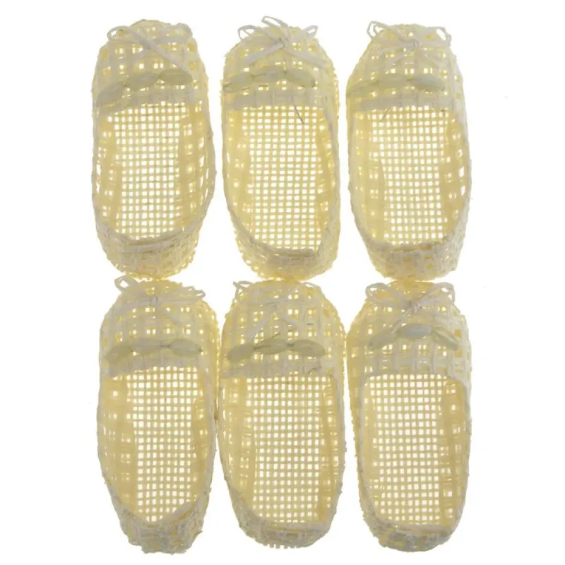 ivory mini woven favor bags 3 baby shoe shapes 6 pack