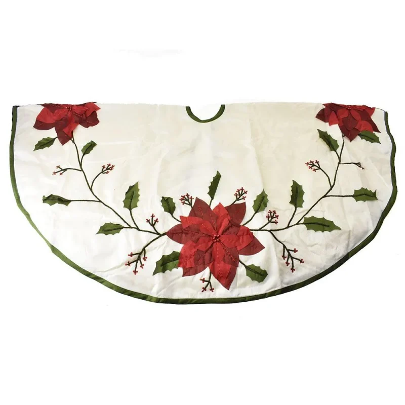 ivory poinsettia christmas tree skirt 54