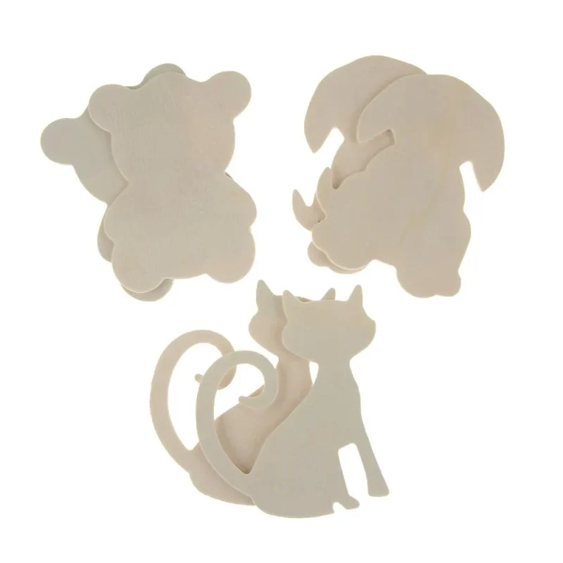 ivory wooden cut outs 4 fluffy friends set of 6