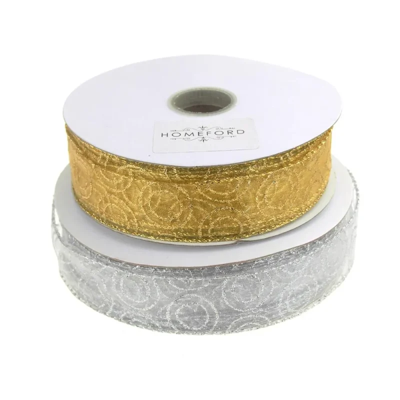 jupiter glitter organza circle christmas ribbon 1 5 x 50 yards