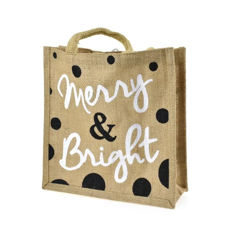 jute burlap christmas tote 10 square merry bright