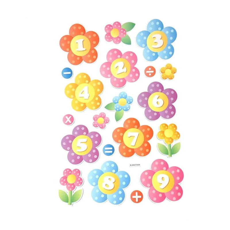 kids flower numeral wall art stickers 20 piece set