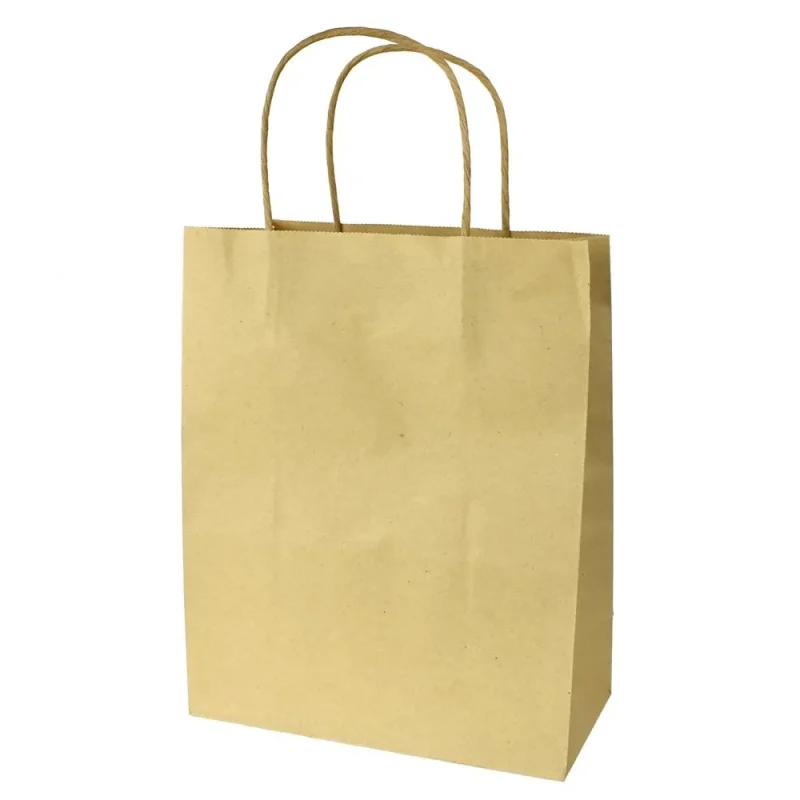 kraft paper bags with handles natural 9 75in 4 pack