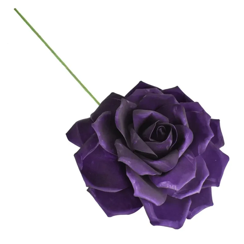 large eggplant rose foam flower with 15 5 inch stem