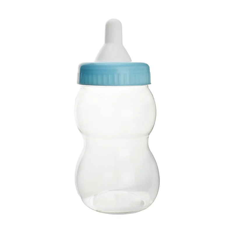 large light blue baby milk bottle coin bank 13 inch