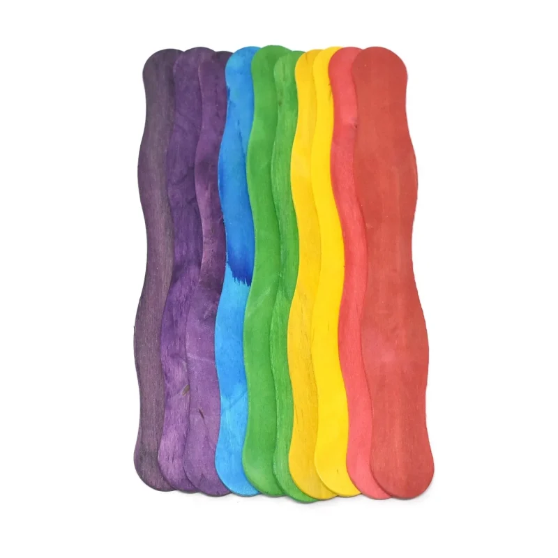 large multicolor wood paddle sticks 8 inch 10 pack