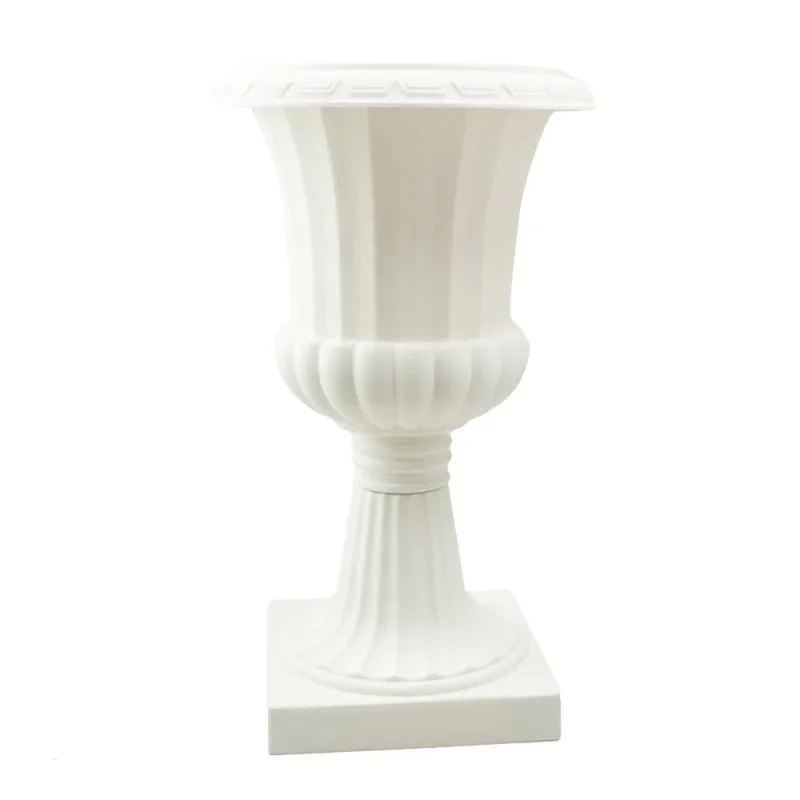 large off white plastic pedestal planter 23 75 inch