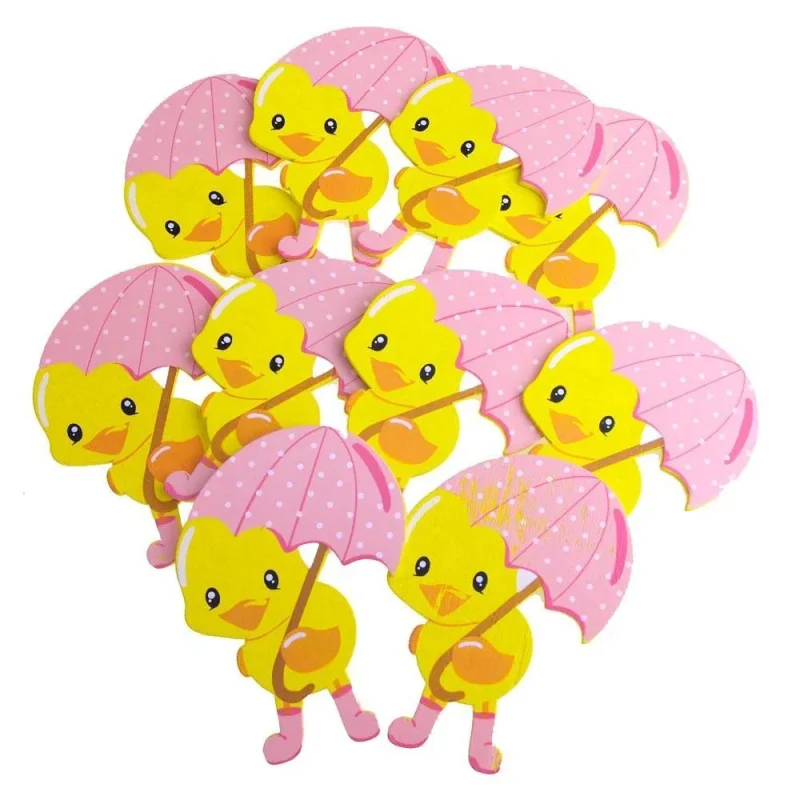 large pink wooden rubber duck set w umbrella 4 inch 10 piece