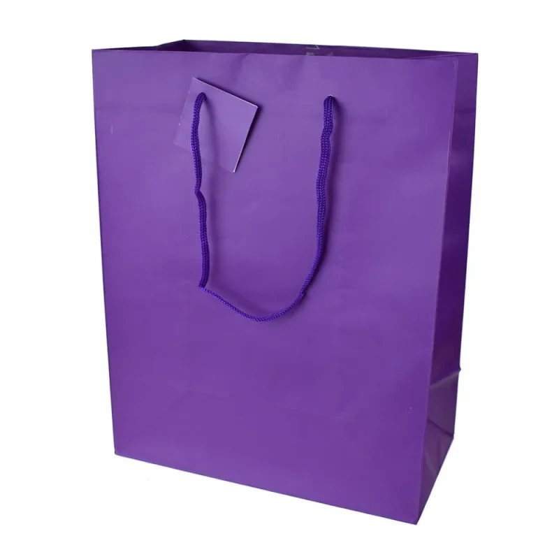 large purple gift bag w tag 12 5 matte finish