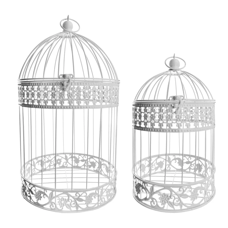 large white metal wedding bird cage centerpieces 2 pack