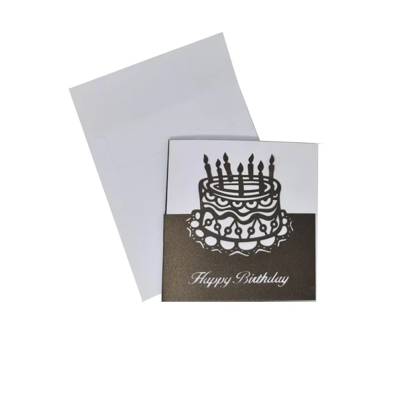 laser cut birthday cake invitation brown 4 75