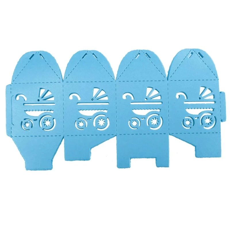 laser cut blue favor boxes baby stroller theme 2 inch 12 pack