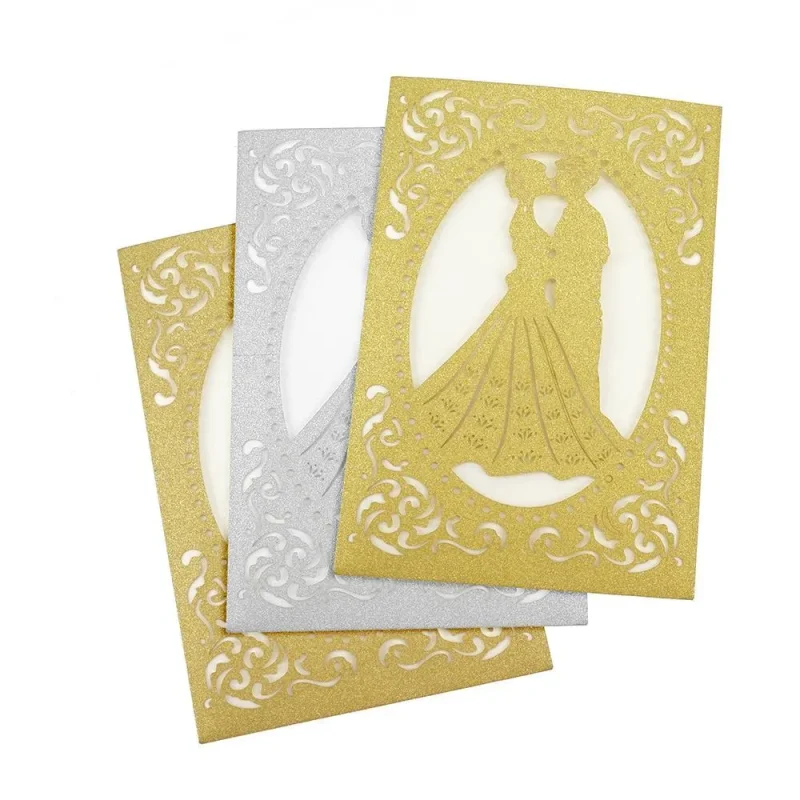 laser cut glitter mr mrs wedding invitations 7 1 4 pack of 8