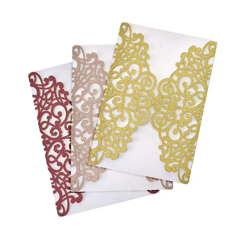 laser cut glitter swirl invitations 7 1 4 8 pack