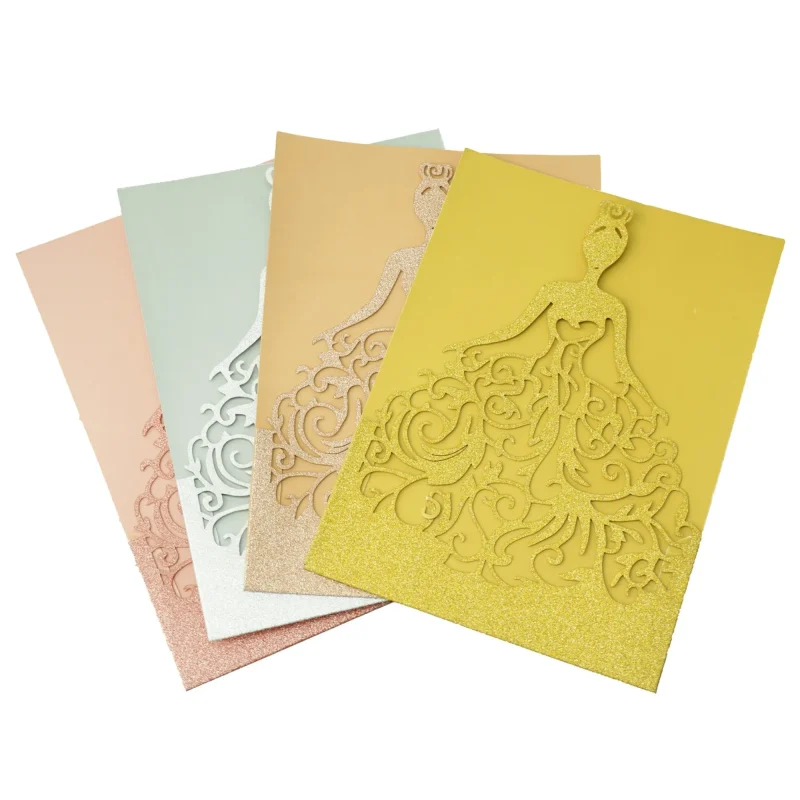 laser cut glitter women in dresses invitations 7 8 pack