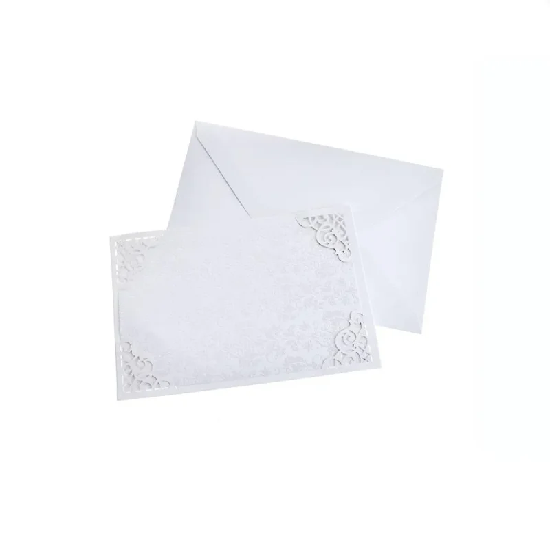 laser cut rectangle blank invitations white 7 1 4 inch pack of 8