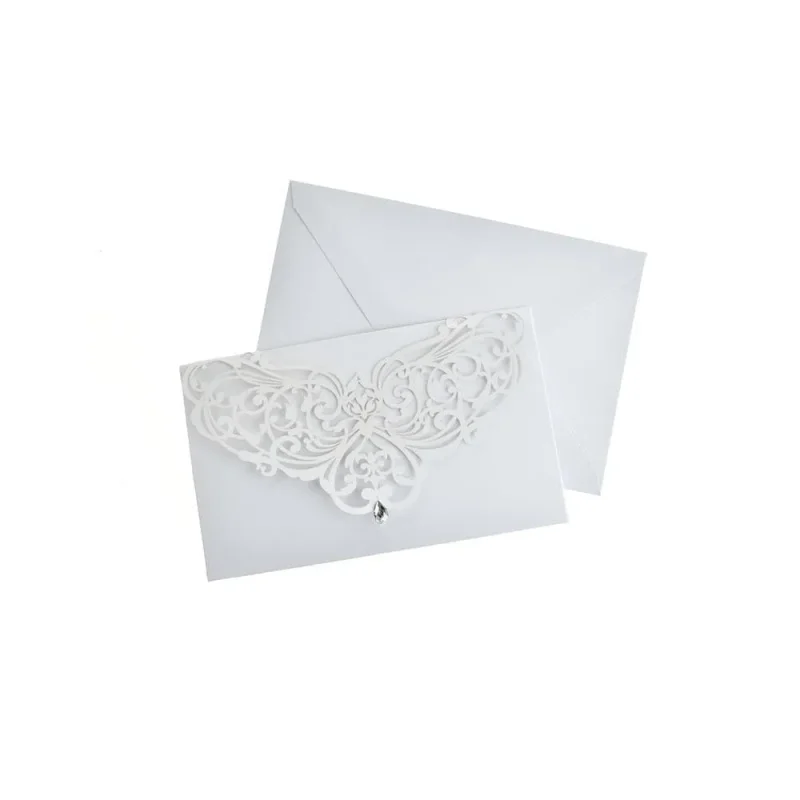 laser cut rhinestone invitations white 7 1 4 8 pack