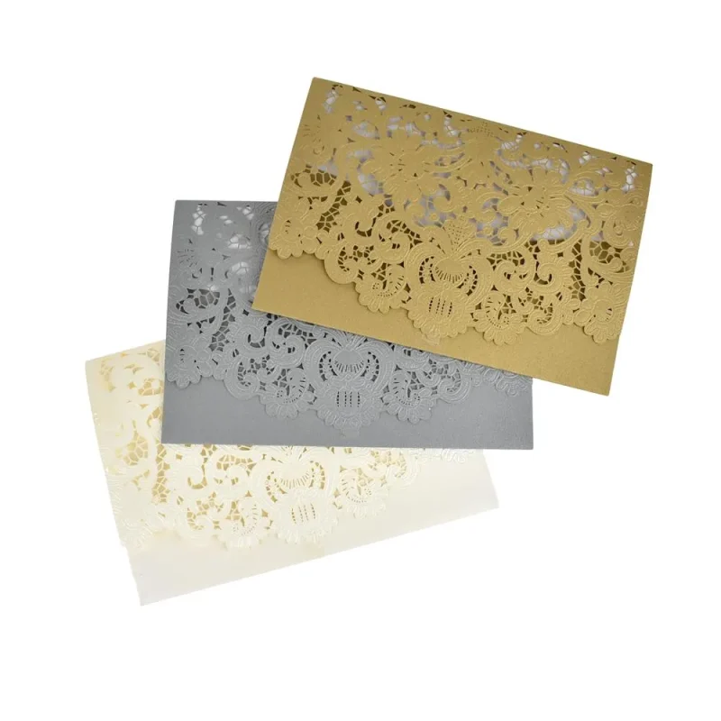 laser cut scroll lace rectangular invitations 7 5 x 8 pack