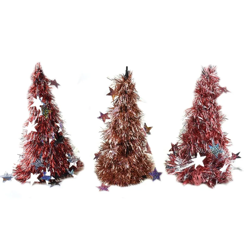 laser cut star tinsel table trees rose gold red 10 3 pack