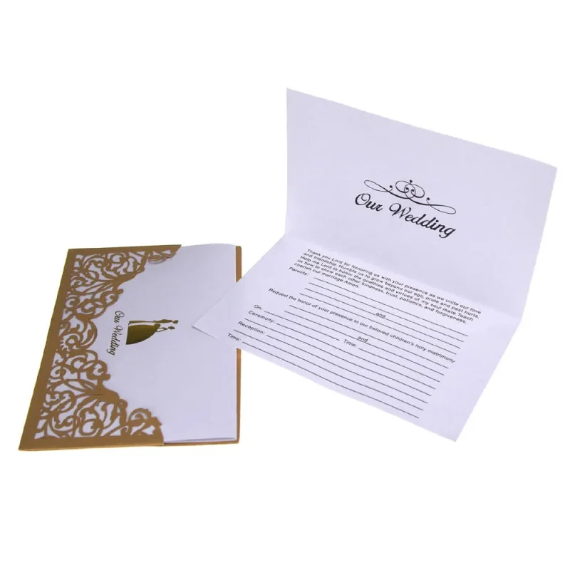 laser cut wedding invitations 6 3 4 gold 10 pack