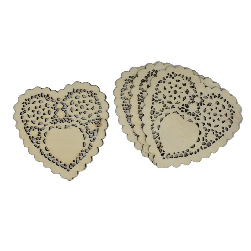 laser cut wood hearts natural 3 inch set of 4