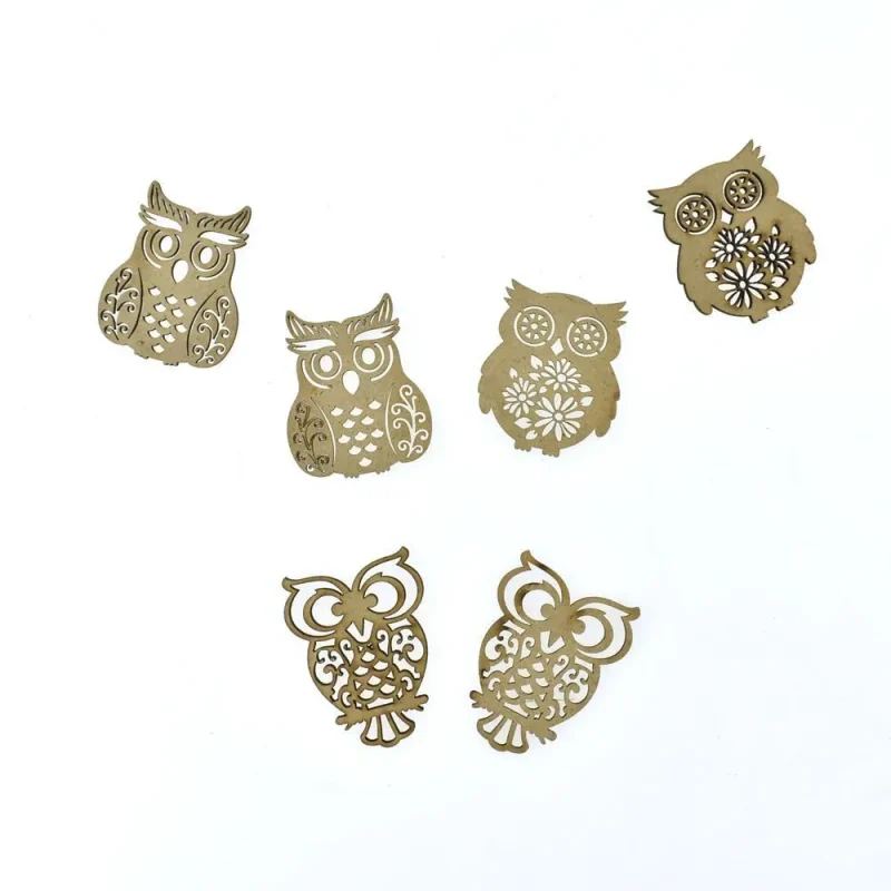 laser cut wood owl shapes natural 6 pack