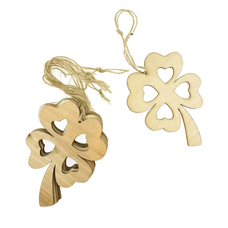 laser cut wooden christmas clover ornaments 3 1 4 inch set of 6