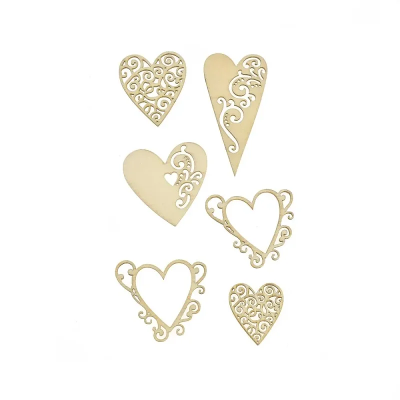 laser cut wooden hearts stickers 2 inch 6 pack