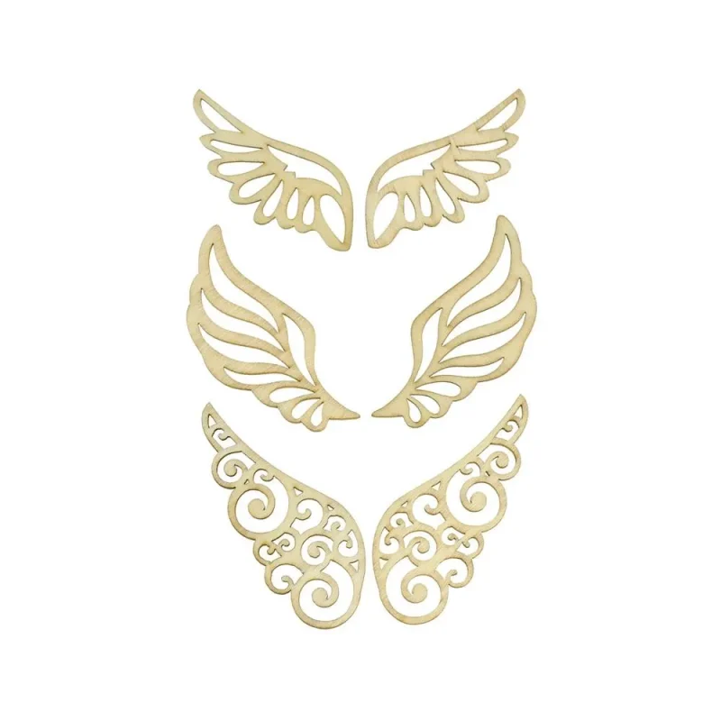 laser cut wooden wings stickers 2 inch 6 pack