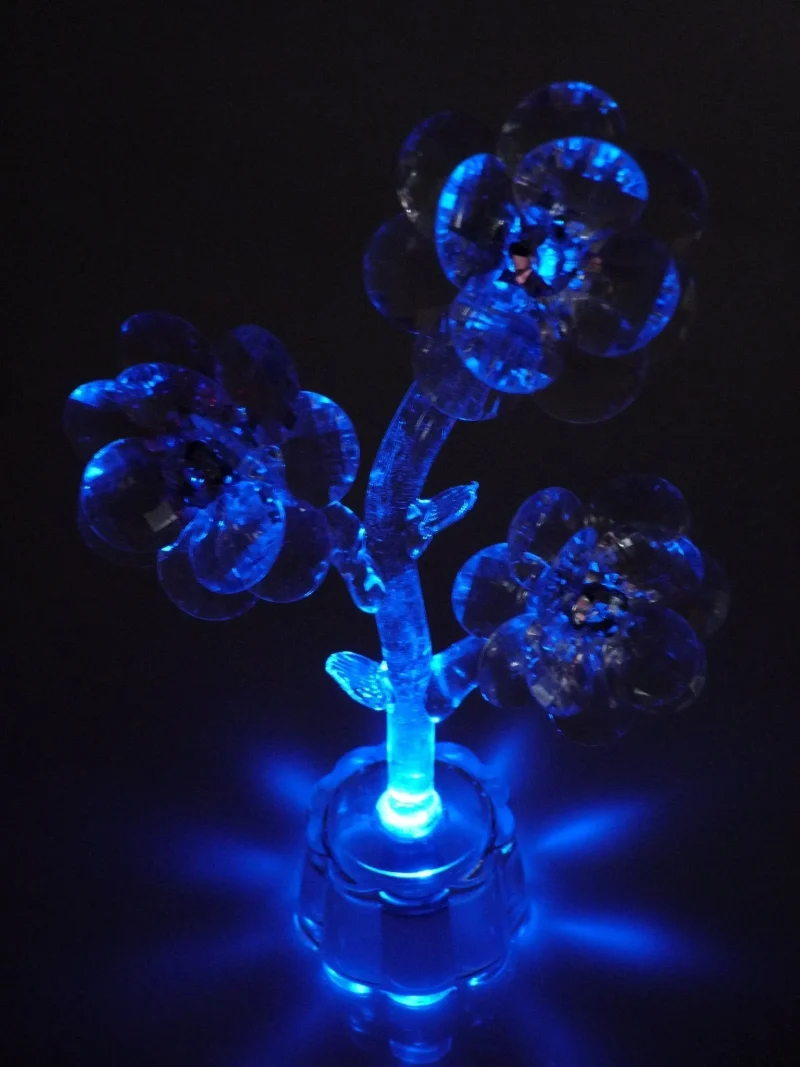 led flower glass base light 5 inch multi color