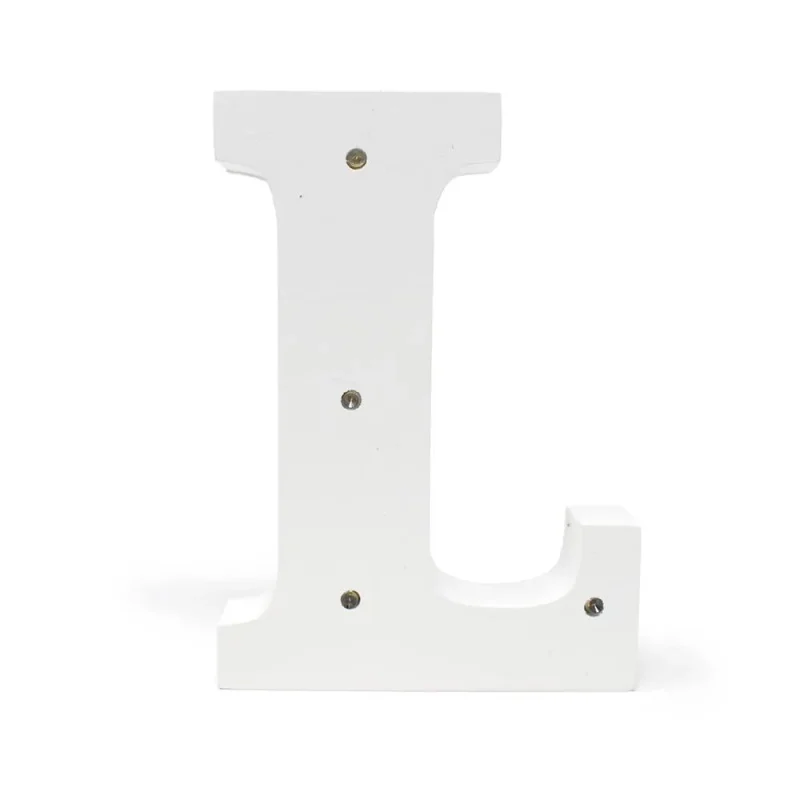 led wooden letter l white 6 25 inches