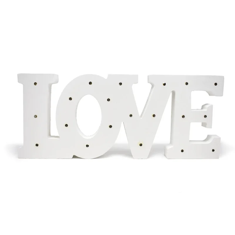 led wooden love sign white 13 5 inch