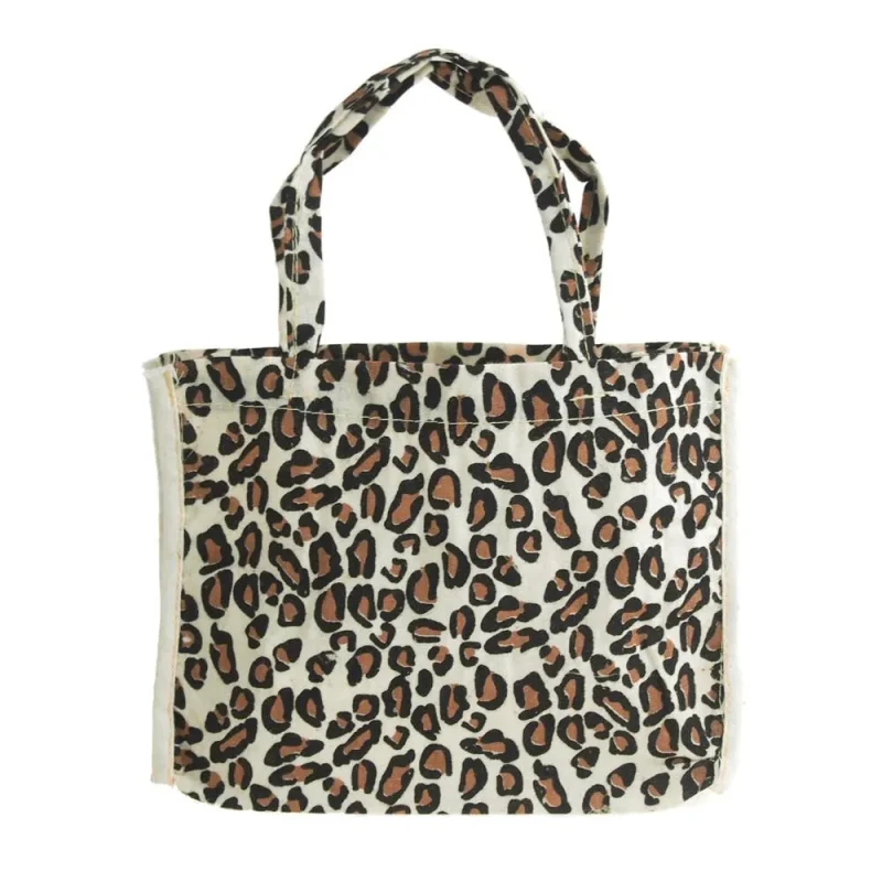 leopard print cotton tote set 7 inch 6 piece