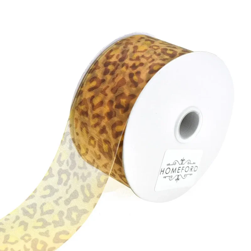 leopard print sheer ribbon 1 5 x 4 yards