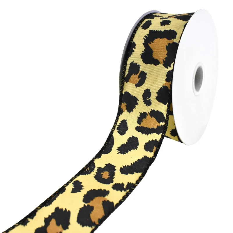 leopard print wired ribbon 1 5 x 10 yards