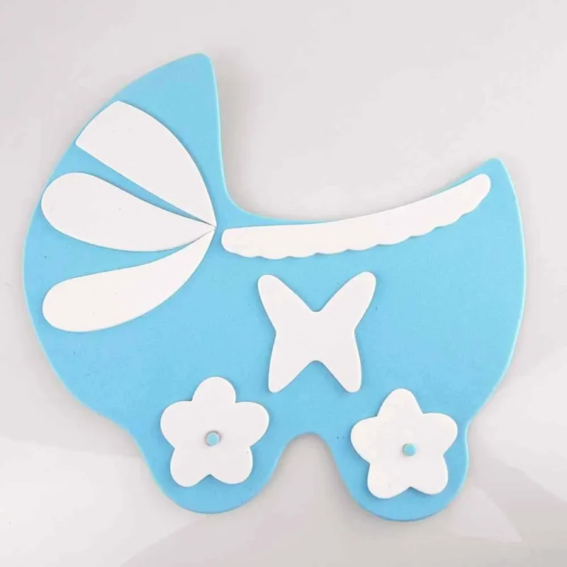 light blue baby carriage foam decor 9 inch