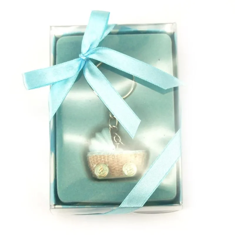 light blue baby stroller keychain favors 4 inch