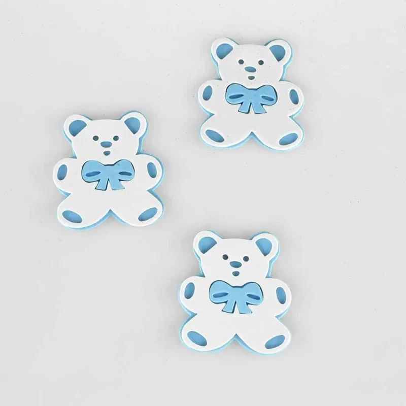 light blue baby teddy bear foam decor set 3 inch 3 piece