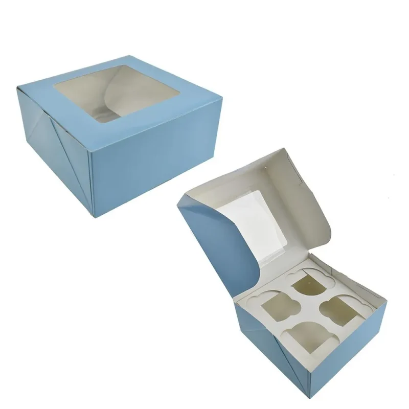 light blue cupcake boxes 6 1 4 inch 2 pack