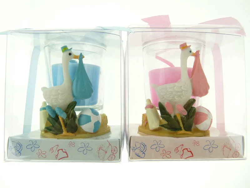 light blue stork votive candle favors 2 5 inch