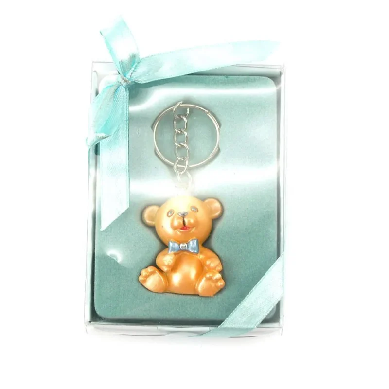 light blue teddy bear keychain favors 4 inch